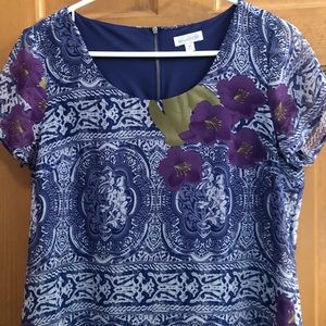 Blue dress with purple flowers
